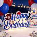 Baseball Birthday Light Up Sign, 15 LED Happy Birthday Wood Decor, Sturdy Density Board with Built-in Battery Box, Sports Themed Party Supplies for Tabletop, Bedroom, Baseball Fan Birthday Decorations