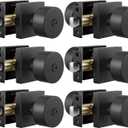 Goldenwarm Matte Black Privacy Door Knobs Interior, Zinc Alloy Matte Black Door Knob, Modern Keyless Bedroom Bathroom Door Knobs, Adjustable & Reversible - 6 Pack