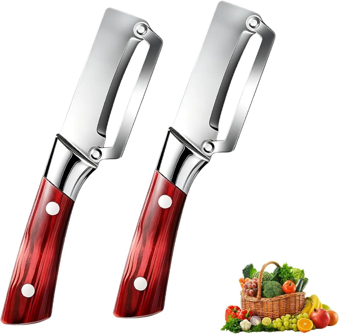 2 x 2-piece Multi-Functional vegetable peeler set, 2026 New kitchen peeler with handle, ultra-sharp stainless steel blade, suitable for fruits, apples, potatoes, etc