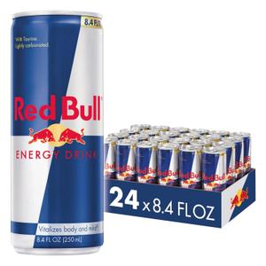Red Bull Energy Drink with 80mg Caffeine plus Taurine & B Vitamins, 8.4 Fl Oz, Pack of 24 Cans, BB Date: 12/28/27
