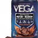 Vega Sport Vegan Protein Powder + Recovery - 30g Plant Based Protein per Serving, Chocolate, 19 Servings, 5g BCAAs, Probiotics, NSF Certified, for Shakes & Smoothies, 1.8lbs (Packaging May Vary)