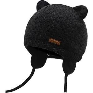 Duoyeree Kids Baby Hat Soft Warm Cable Knit Beanie Toddler Girl Fall Winter Hats(Black, 6-12 Months)