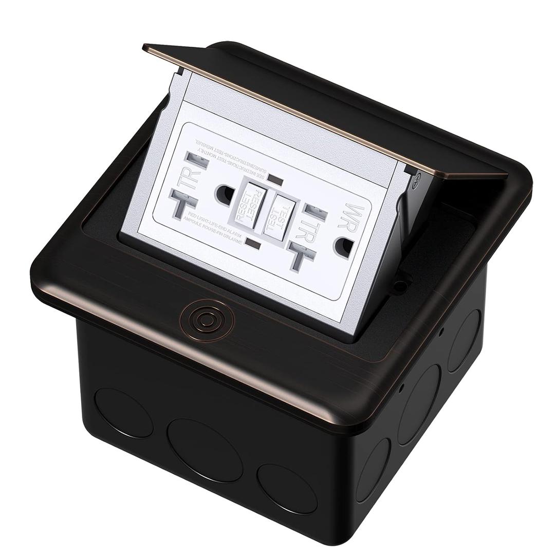 KYHSHJ Pop Up Floor Electrical Outlet with 20 Amp Stainless Steel GFCI Tamper Receptacle Outlet, Corrosive Resistant HardwareETL Listed(Oil Rubbed Bronze)