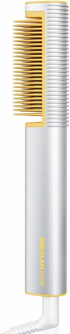 SHEGLAM Straightener Brush 3D Ionic Hair Straightening Brush with 24K Gold Heated Comb, Anti-Scald Design, 60s Fast Heat-Up, Auto-Off, Frizz Control, Sleek & Smooth Styling