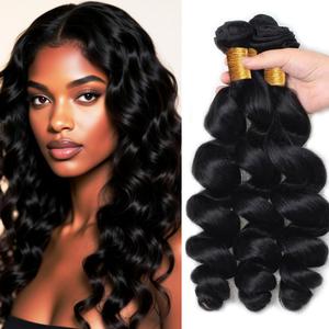 Loose Body Wave Bundles Human Hair #1B Loose Wave Bundles 14 16 18 inch Natural Black Human Hair Bundle