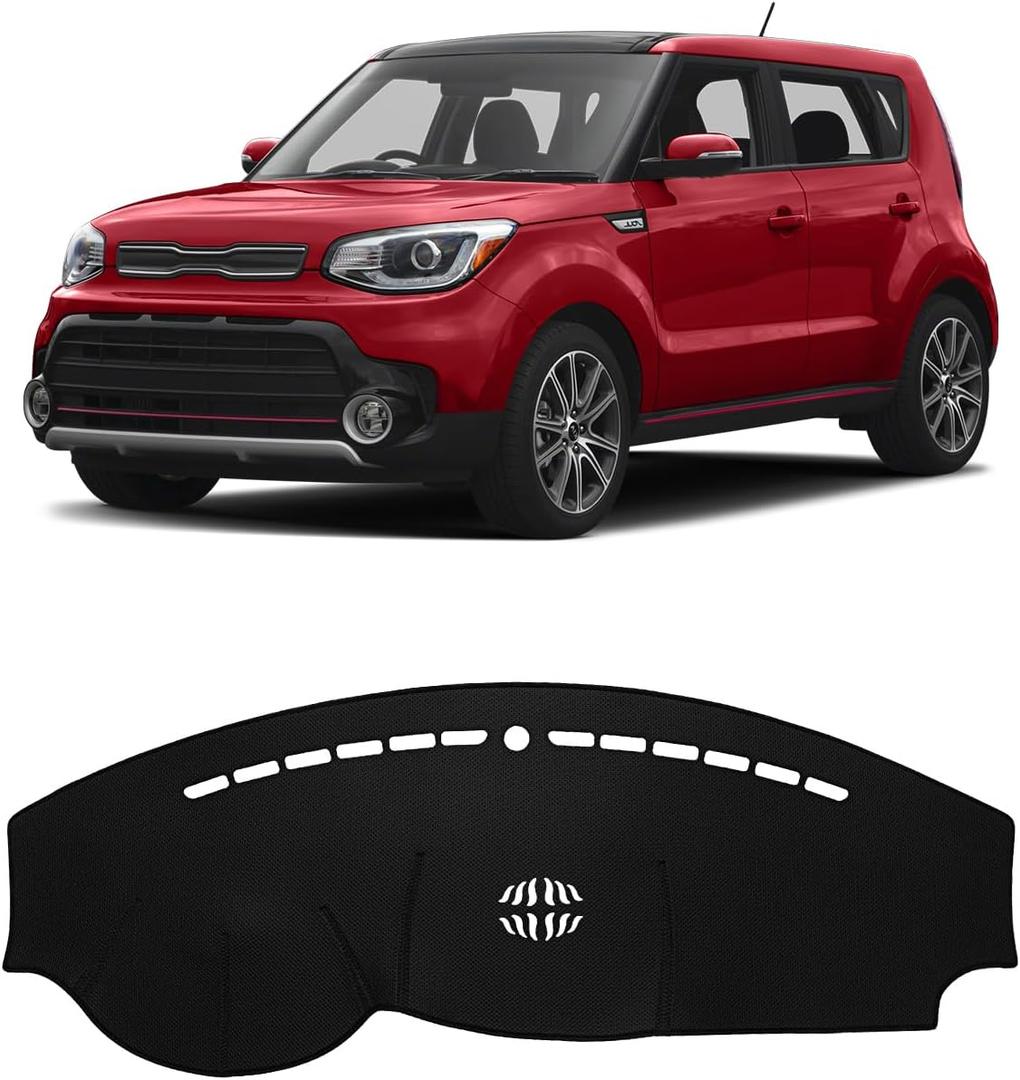 FIILINES Dash Cover for 2014-2019 Kia Soul, Dashboard Mat Accessories Dash Cover Sunshade Nonslip Mesh Protector No Glare Black