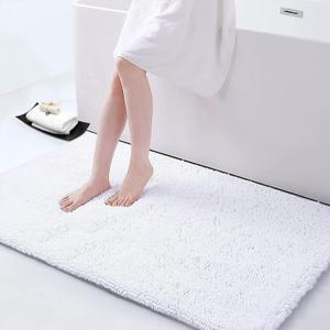 Smiry Luxury Chenille Bathroom Rugs 47x24, Extra Soft and Absorbent Shaggy Bath Mat, Machine Washable, Non-Slip Plush Carpet Runner for Tub, Shower, and Floor, Home Decor Accessories, White