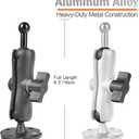 VAUBORTTI Aluminum GPS Mount with [17mm to 25mm Dual Ball Adapter], Fits Garmin GPS & Phone Holder, Replacement for Suction Cup Windshield Mount, Heavy-Duty Drill Base, Arm with 1" Ball Joint