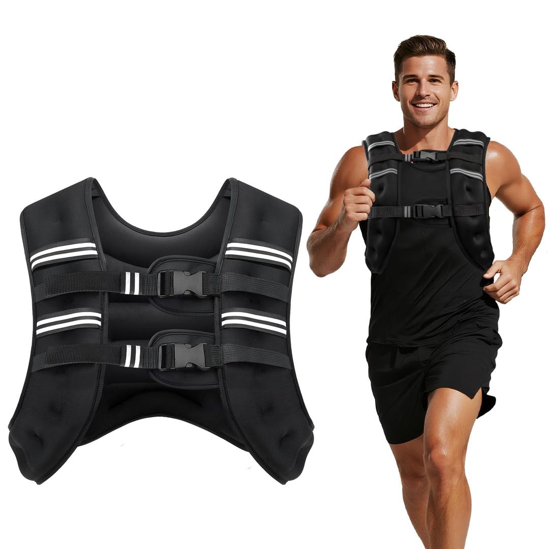 Cavry Weighted Vest, 30LB Weight Vest with Two Adjustment Straps for Men Women, Body Weight Vests Adjustable with Reflective Stripe for Strength Training, Running, Training Workout, Jogging, Walking-30LB