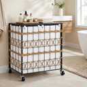 Double Laundry Hamper with Wheels and Lid, 120L Handwoven Laundry Basket