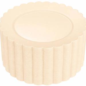 72-Pack 10.25 Inch White Heavy Duty Plastic Dinner Plates, Disposable Plates, Scallop Plates for Parties, Events, and Occasions