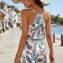 RAISEVERN Womens Rompers for Summer Casual Short Jumpsuits with Pockets 2026 Spaghetti Straps Cami Beach Vacation Clothes (XX-Large, Style 11 Leaves)