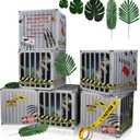 27 Pcs Dinosaur Party Decorations Include 6 Dinosaur Theme Paper Boxes 20 Tropical Artificial Plants with 1 Warning Tape
