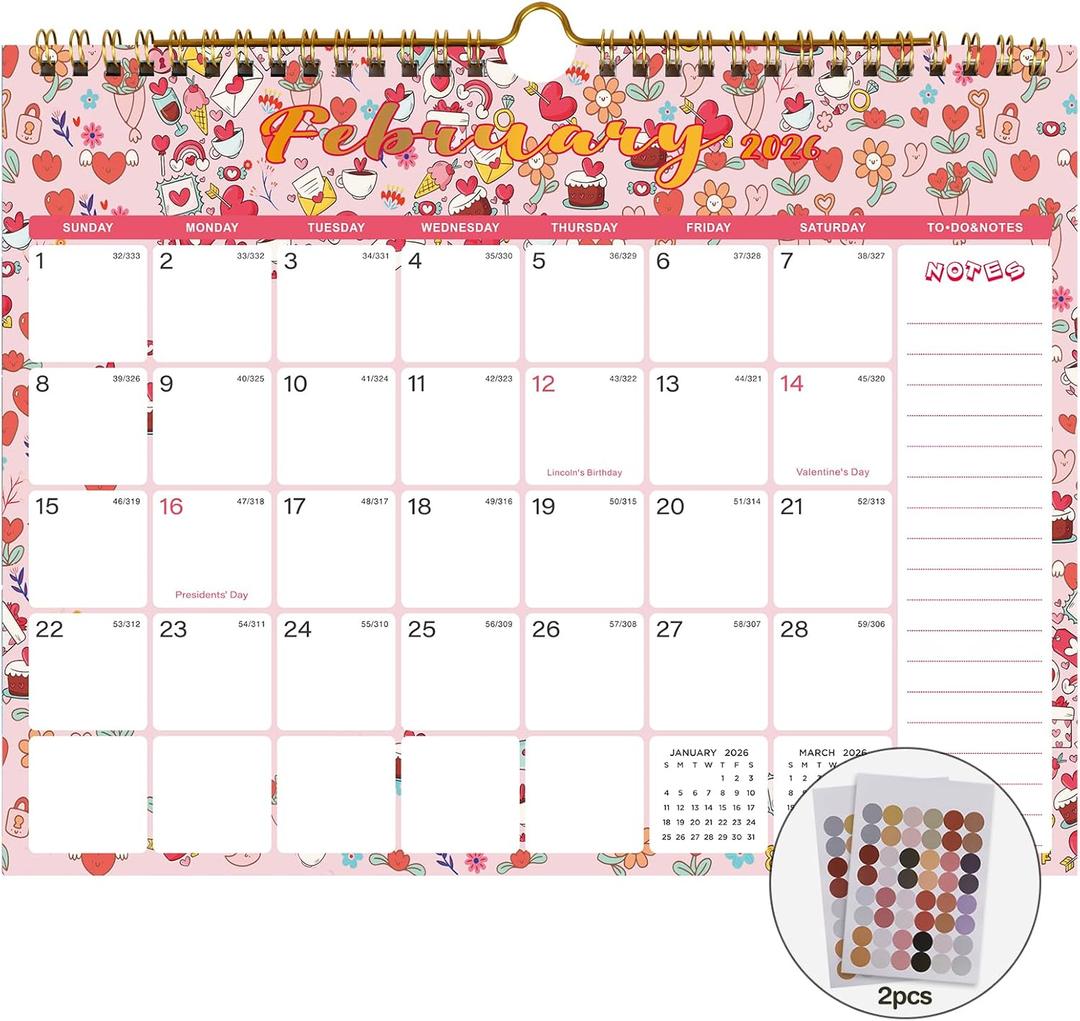 Lbylyhxc 2026 Calendar - Includes January 2026 to June 2027-18 Monthly Wall Calendar 2026, 11 x 8.5 Inches.Thick Paper with Julian Dates and Block for New Year and Christmas Presents (Wall Calendar 2026-2027 Seasons)