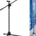 Bullfighter Mic Stand Floor Universal Adjustable Tripod Microphone Stand,Dual-Use Mic Boom Stands,Stable On Stage Mic Stand for Singing,Live Streaming,Karaoke,Events & Studio Church Metting