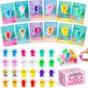 24pcs Valentines Squishies for Adult,Valentines Day Cards with Axolotl Stress Balls ,Valentine's Bulk Fidgets Squishy Toys,Valentine School Classroom Exchange Cards Party Favors