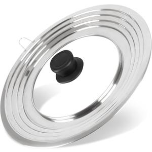 Universal Lid for Pots and Pans Skillets,Pot Lid fit 8.2, 9, 10, 11, 12 and 12.5 Inch Cookware, Large Replacement Frying Pan Cover, Stainless Steel Cast Iron Skillet Lids with Heat Resistant Knob