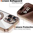 Compatible with iPhone 15 Pro Max Case with Magnetic Ring Stand [Compatible with Mag-Safe] [Full Camera Lens Protector] Soft Plating Clear Phone Case for iPhone 15 Pro Max 6.7", Desert Gold