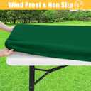 Rectangle Table Cloth, Waterproof Elastic Fitted Tablecloth for 4 Foot Folding Tables, Washable Polyester Tablecloths for Picnic, Camping, Outdoor (Emerald Green, 24"x48")