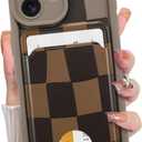 KANGHAR Compatible with iPhone 17 Case 2025, Wallet Silicone Checkered Cute Pattern, Card Holder Camera Protection Soft Slim Shockproof Edge Cover for Girls Women -Brown