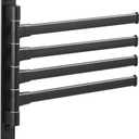 Swivel Hand Towel Bar Bathroom Swing Hanger Towel Rack Holder Matte Black Finish, Wall Mounted, 4-Arm