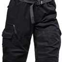 Mylldey Men's Cargo Shorts 3/4 Relaxed Fit Mens Running Shorts 7 Pockets Elastic Waist Cotton Hiking Shorts, 2XL