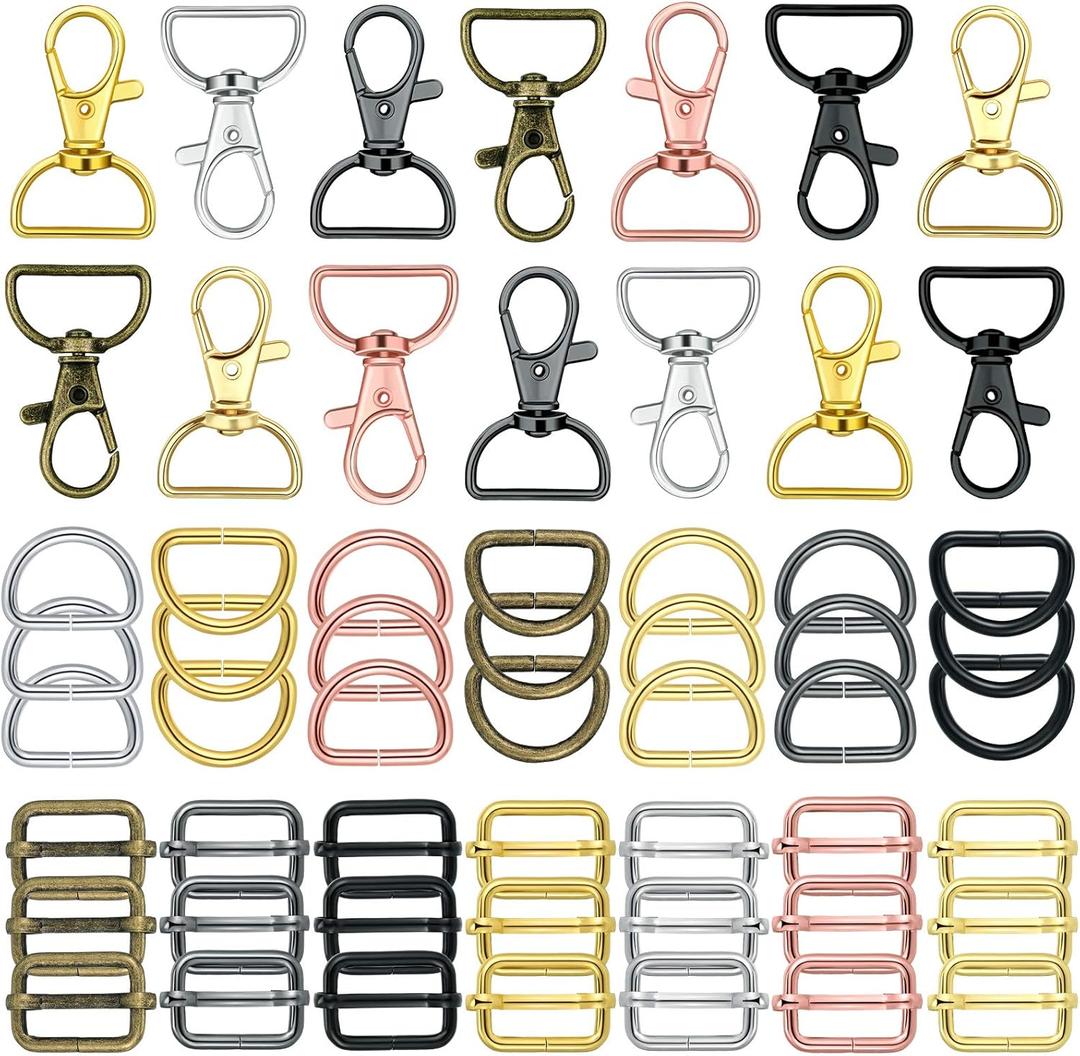 56 Pieces D Rings for Purse Bag Hardware Purse Hardware for Bag Making Buckles Craft (Mixed Color,25 mm)