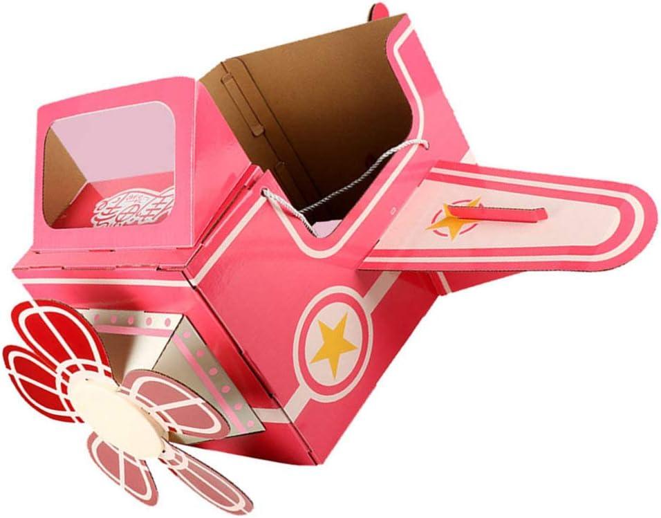 TOYANDONA Childrens Wearable Cardboard Airplane Toys Toddler Airplane Costume Cardboard Making Toy (Pink)