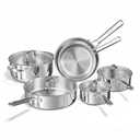 Tri-Ply Stainless Steel Cookware Set, 10pcs Pots and Pans Set Non Toxic