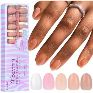 BTArtbox XCOATTIPS Gel Nail Tips - 640 Pcs Extra Short Almond Press On Nails, 5 Natural Colors Long Lasting Short False Nail, Soak Off Acrylic Fake Nails Extensions for Daily Nail Art