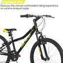 HH HILAND 24 Inch Mountain Bike for Kids Age 7-15 Year Old, 7-Speed, Front Suspension Fork, Kids' Bicycles for Boys Girls, Black