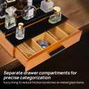 Cologne Organizer for Men4 Tier Wood Perfume Display Stand with Velvet Lining Drawer and Hidden Compartment Perfume Organizer for MenGreat Gift for Man (Walnut Black)