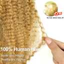 16 Inch Afro Kinkys Bulk Human Hair Braiding for Twist Afro Kinky-curly Human Hair Bundles for Repair Locs (Honey Blonde, 16 Inch(Pack of 1))
