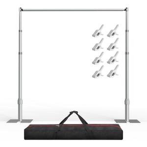 EMART Heavy Duty Backdrop Stand 10x10 Adjustable Photo Pipe and Drape Stand
Flat Base Banner Frame, Photography Booth for Wedding, Flower Wall, Party, Birthday, Curtain, Festival Background Decorations
