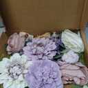 Floweroyal Artificial Flowers Combo Purple Flowers Mix Silk Flowers Dahlia Roses with Stems for DIY Wedding Bridal Bouquets, Baby Shower, Floral Arrangement, Table Centerpieces, Home Decorations.