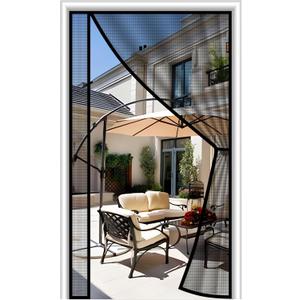 MAGZO Magnetic Screen Door Mesh 36'' x 80'', Reversible Left Right Offset Opening, Upgraded Polyester Material, Cat Friendly, Netting for Sliding Glass/Patio Doors, Annoying Creatures-Resistant, Black