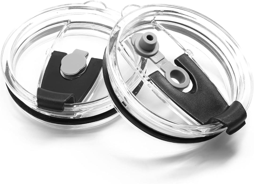 2 Pcs Tumbler Flip Lid for 20oz Water Bottle, Plastic Cup Replacement Cover, Spill Proof for Travel Mug Bottle (Black, Flip)