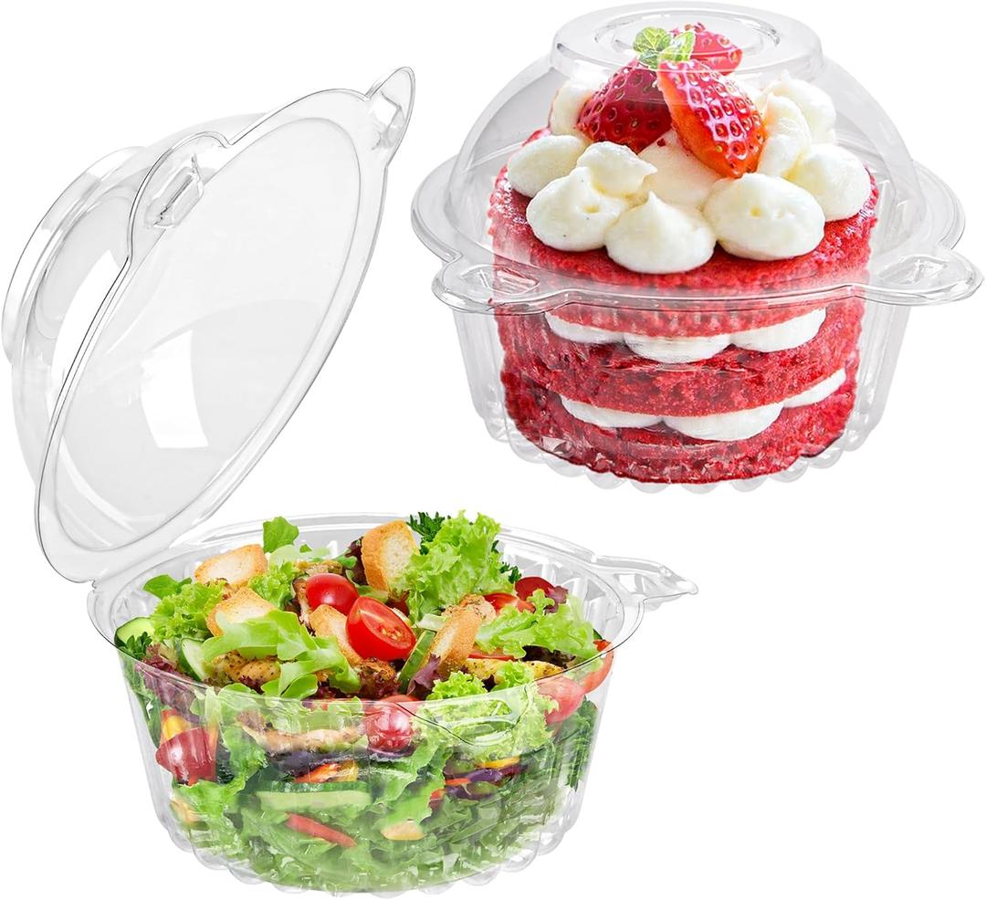 NPLUX 50 Pack Individual Cupcake Containers Plastic Cupcake Holders Deep Dome Muffin Containers