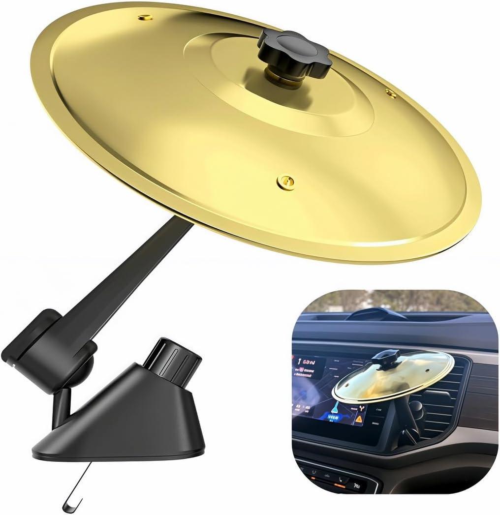 Mini Car Drum Cymbal Air Vent Clip, Funny Dashboard Music Accessory for Music Lovers & Car Enthusiasts, Vibrant Yellow Novelty Decoration Fits Most Vehicles