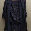 R&M Richards Women's Evening Grace Soutache Set (10 Petite, Navy)