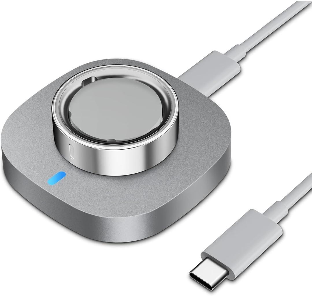 Charger Compatible with Aura-Ring Gen 4 Size 7,Fast Safe Charging Dock and USB-C Cable,Silver Gray