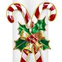 Shellwei Candy Cane Christmas Paper Towel Holder with Round Base Christmas Bathroom Decor Rustic Candy Cane Dispenser Kitchen Paper Holder Stand for Countertop Toilet Home Accessories