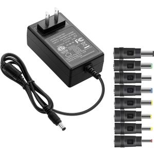 Kado Power Adapter 12V-2A 1.5A 1.25A 1A AC/DC Power Cord 5.5x2.1mm with 8 Tips Made for Sceptre Monitor, Echo Smart Speaker & Display, Webcam, Router, Mini PC, Projector, CCTV, Bluetooth Speaker