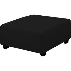 Easy-Going Stretch Square Ottoman Cover 40x40x15 inch Folding Storage Stool Furniture Protector Soft Rectangle slipcover with Elastic Bottom Black (Medium-XL)