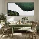 SOUGUAN Green Abstract Wall Art White Textured Minimalist Wall Decor Sage Green Gold Large Artwork Pictures Modern Canvas Prints for Living Room Hallway Fireplace Bedroom Home Office 24"x48"