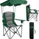 Northroad Folding Camping Chairs with Canopy Shade, Beach Chair w/Cup Holders, Armrests & Carry Bag for Outdoors Travel Sports Fishing, Green, 39 inches x 20.5 inches x 35.8 inches