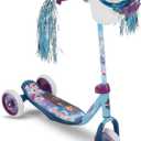 Huffy Toddler 3-Wheel Scooter for Kids, Multiple Colors & Licensed Character Graphics, Ages 3+, Durable Steel Frame, Wide Non-Slip Deck, Stable Lean-to-Steer Design, Light-Up Options, Girls/Boys (Frozen | Blue/Purple)