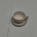 Vintage Design 12 oz Ceramic Latte Art Cappuccino Barista Cup with Saucer (Embossed Beige)
