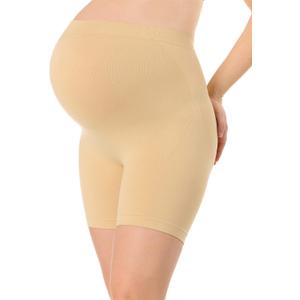 Motherhood Maternity Women's Shapewear Underwear Mid Thigh Over the Belly Seamless Support Shaper Panty (Beige, XL)