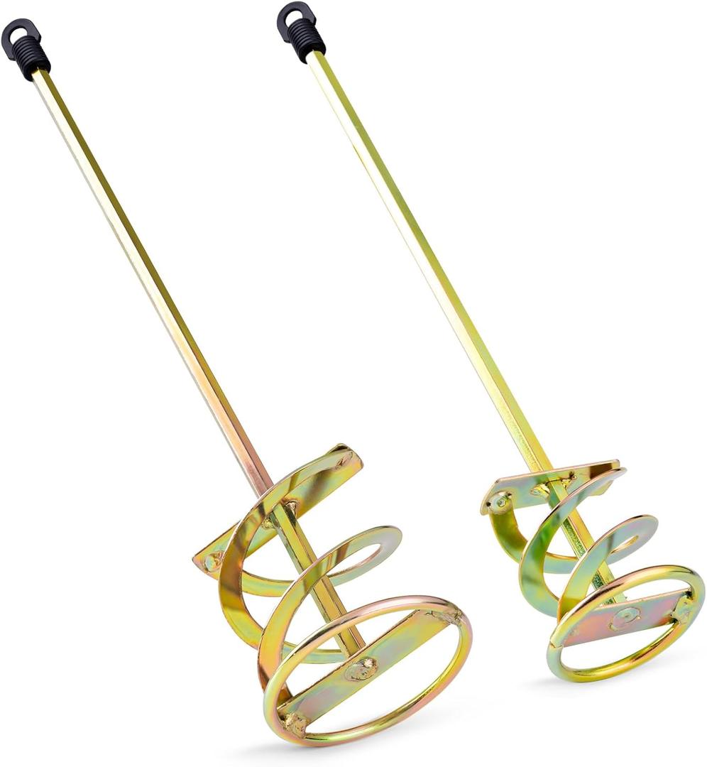 Paint Mixer for Drill, Paint Stirrer for Drill, Zinc Plated Steel, Rustproof and Easy to Clean, Fits Standard Drill, 1-5 Gallon Buckets, Mixes Paint, Mud, and Cement, Diamater 2.36" and 3.15", 2PCS